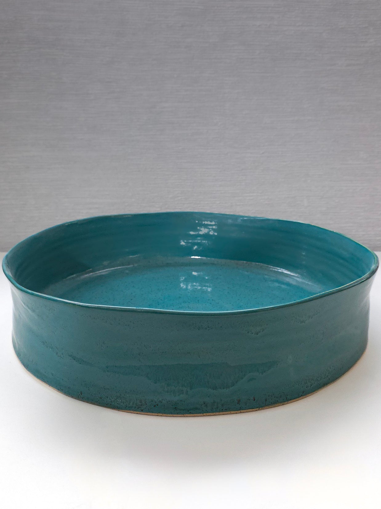 round teal serving platter - xl