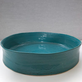 round teal serving platter - xl