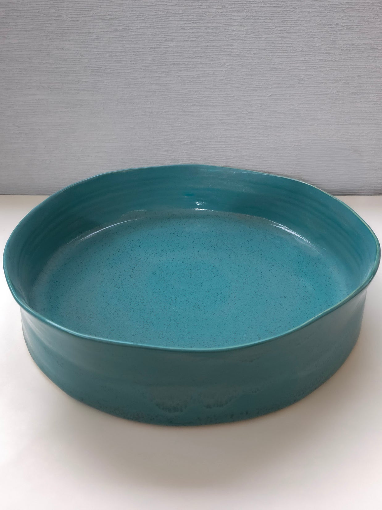 round teal serving platter - xl