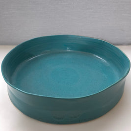 round teal serving platter - xl