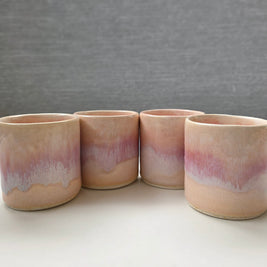 handmade ceramic lungo cups with a soft blush glaze