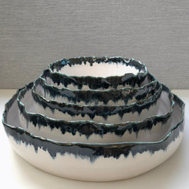 porcelain ruffled serving platters - set of 5
