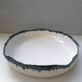 porcelain ruffled serving platters - set of 5