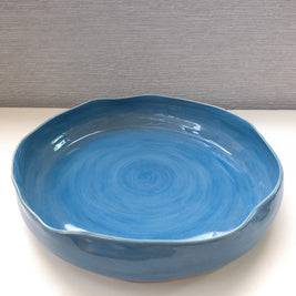 round blue serving platter - large