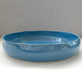 round blue serving platter - large